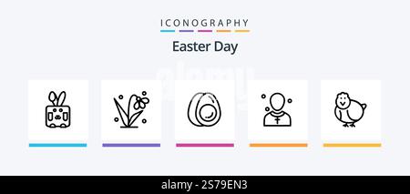 Ostern Line 5 Icon Pack inklusive ostern. Feiertage. - Nein. ostern. suchen. Kreatives Symboldesign Stock Vektor