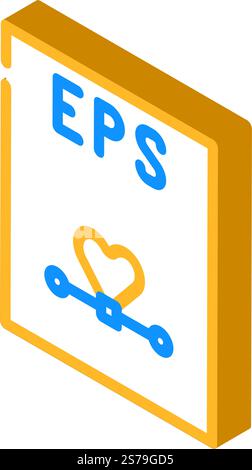 eps-Dateiformat Dokument isometrischer Symbolvektor. Dokument-Signatur im eps-Dateiformat. Isolierte Symboldarstellung. eps-Dateiformat Isometrische Symbolvektorgrafik des Dokuments Stock Vektor