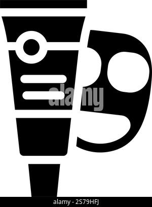 Maske Creme kosmetische Glyphe Symbol Vektor. Maskencreme Kosmetikzeichen. Isolierte Symboldarstellung. Maske Creme kosmetische Glyphe Symbol Vektor Illustration Stock Vektor