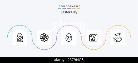 Ostern Line 5 Icon Pack inklusive ostern. Datum. Ei, ostern. Kalender Stock Vektor
