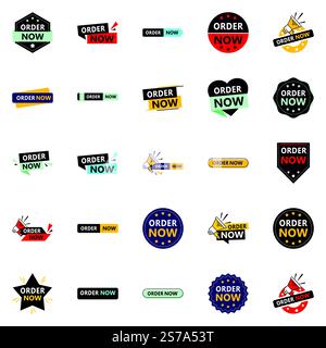 25 auffällige Order Now Banner, um Aufmerksamkeit zu erregen Stock Vektor