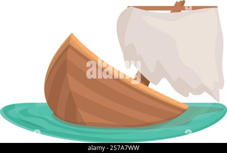 Unteres Schiffswrack-Symbol Cartoon-Vektor. Altes Schiff. Ozeaninsel. Unteres Schiffswrack-Symbol Cartoon-Vektor. Altes Schiff Stock Vektor