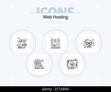 Web-Hosting-Line-Symbolpaket 5 Symboldesign. . Wolke. Server. Browser. Schalttafel Stock Vektor
