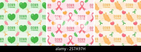 World Down Syndrome Day Seamless Pattern Design in Template handgezeichnete Cartoon Flat Illustration Stock Vektor