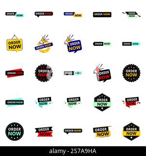 25 auffällige Order Now Banner, um Aufmerksamkeit zu erregen Stock Vektor