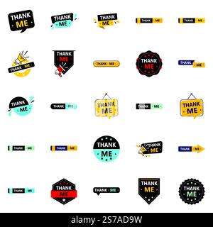 25 professionelle Dankesbanner, um Dankbarkeit zu zeigen Stock Vektor