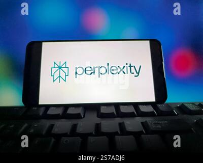 Eine Abbildung zeigt das Logo des US-amerikanischen Start-ups Perplexity AI in Shanghai, China, 19. Januar 2025. Stockfoto