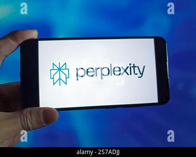 Eine Abbildung zeigt das Logo des US-amerikanischen Start-ups Perplexity AI in Shanghai, China, 19. Januar 2025. Stockfoto