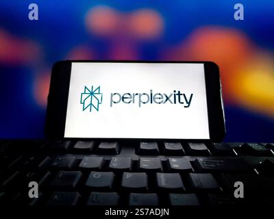 Eine Abbildung zeigt das Logo des US-amerikanischen Start-ups Perplexity AI in Shanghai, China, 19. Januar 2025. Stockfoto