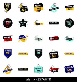 25 professionelle Dankesbanner, um Dankbarkeit zu zeigen Stock Vektor