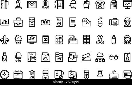 Hochwertige Sammlung von Vektorsymbolen mit editierbarer Kontur. Ideal für professionelle und kreative Projekte. Stock Vektor