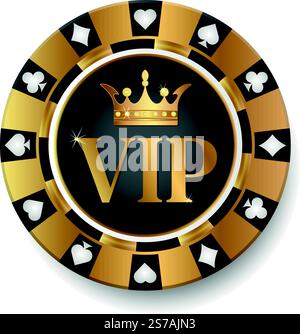 Isolierter goldener vip-Casino-Chip. Stock Vektor