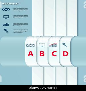 Abstrakte Papierschablone mit Streifen. Infografiken Stock Vektor