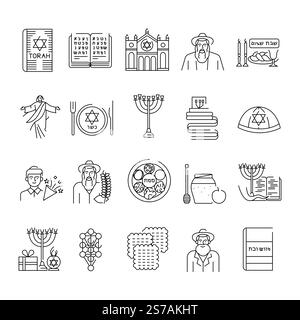 Judaismus Religion Farbsymbol. Signieren Sie für Webseite, mobile App, Schaltfläche, Logo. Schaltfläche Vektorisoliert. Bearbeitbare Kontur. Stock Vektor