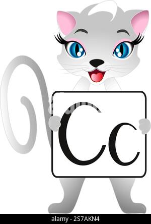 Lernspiele für Kinder Englisch. Cat mit den Buchstaben CC. Stock Vektor