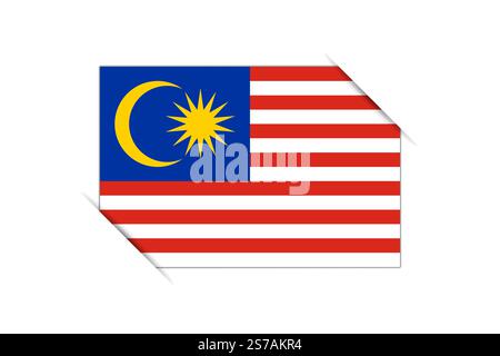 Malaysische Flagge – rechteckige bunte Flagge, die eine kulturelle Identität und ein kulturelles Erbe des Landes darstellt. Das Wesen des nationalen Stolzes und der Einheit. An den Ecken in einem Papieralbum befestigt Stock Vektor