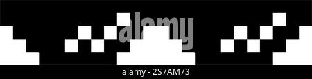 Lustige Schwarze Pixelförmige Sonnenbrille. Einfache lineare Darstellung einer 8-Bit Pixel Boss Brille. Summer Funny Element - isoliert auf weiß Stock Vektor