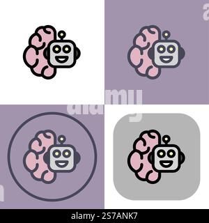Künstliche Intelligenz Gehirn Symbol - künstliche Intelligenz Symbol. Stock Vektor