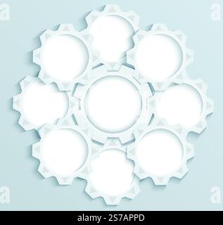 Teile von Papiermechanismen. Geeignet für Infografiken, Präsentationen, für Webdesign, Werbung, moderne Vorlagen Stock Vektor