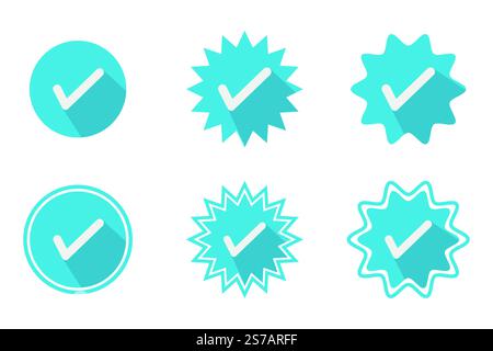 Blaues verifiziertes Badge-Symbol Vektor offizielles Profil für das Konto in sozialen Medien Stock Vektor