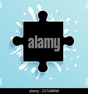 Teil des Puzzles auf blauem Hintergrund mit Farbstrichen. Geschäftskonzept Stock Vektor