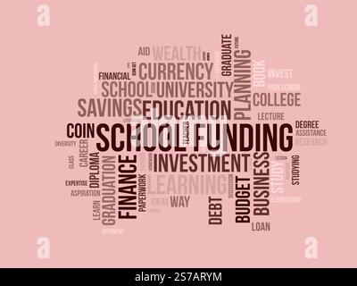 Word Cloud-Vorlage für Schulfinanzierung. Schulfinanzierungskonzept Vektor tagcloud Hintergrund. Stock Vektor