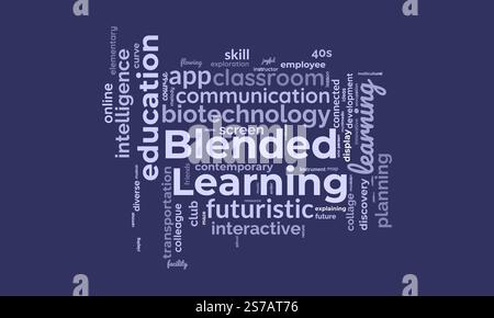 Blended Learning Word Cloud-Vorlage. Hintergrund des Blended Learning Concept Vector tagcloud. Stock Vektor