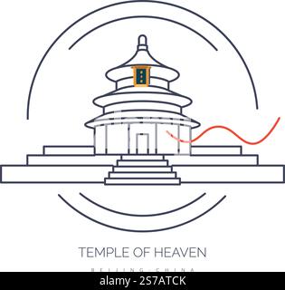 Tempel des Himmels - Komplex von kaiserlichen religiösen Gebäuden in Peking China - Stock Illustration als EPS10 Datei Stock Vektor