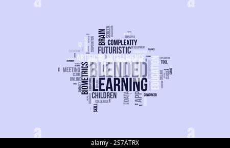 Blended Learning Word Cloud-Vorlage. Hintergrund des Blended Learning Concept Vector tagcloud. Stock Vektor