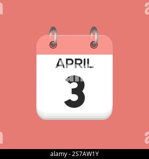 April: Kalender- und Zeitplaner. Erinnerung an das Symbol „Tageskalender“. Vektorabbildung. Stock Vektor
