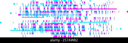 Ineinander verflochtene Linien und Quadrate in Cyan und Magenta erzeugen eine lebendige und energetische abstrakte Komposition, die ein Gefühl von Bewegung und Dynamik gegen A weckt Stock Vektor