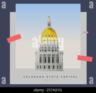 Colorado State Capitol Building – Devner, USA – Stock Illustration als EPS 10-Datei Stock Vektor
