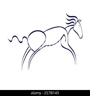 Pferd auf weißem Hintergrund, handgemalt Stock Vektor