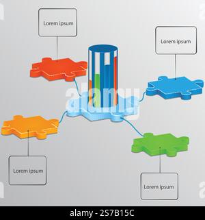Puzzleteile mit Wachstumsskala. Elemente von Infografiken. Stock Vektor
