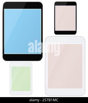 Set aus verschiedenen leeren Tabletten mit Streifen. Vektorabbildung Stock Vektor