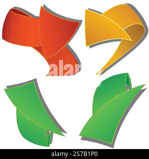 Satz glänzender Pfeile. Set aus 4 verschiedenen Pfeilen mit Schatten Stock Vektor