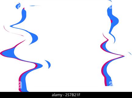 Abstraktes Design mit fließenden blauen und violetten Linien, die eine dynamische und optisch ansprechende Komposition vor einem klaren weißen Hintergrund schaffen, perfekt für die perfekte Kombination Stock Vektor