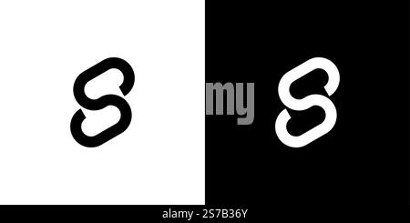 Schwarz-weißes Design mit S-Logo auf kontrastierendem Hintergrund mit minimalistischer und moderner Ästhetik. Ideal für Branding, Logo d Stock Vektor
