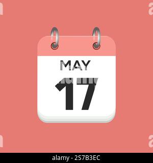Mai: Kalender- und Zeitplaner. Erinnerung an das Symbol „Tageskalender“. Vektorabbildung. Stock Vektor