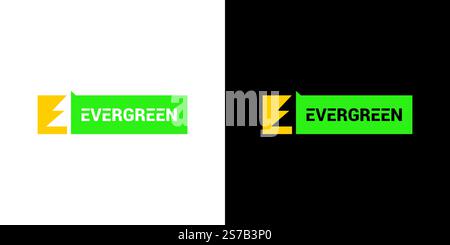 Ein stilvolles und modernes Evergreen-Logo auf kontrastierendem weißem und dunkelgrünem Hintergrund, das Umweltfreundlichkeit und Markenidentität unterstreicht. Stock Vektor