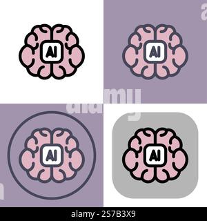 Künstliche Intelligenz Gehirn Symbol - künstliche Intelligenz Symbol. Stock Vektor