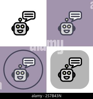 Roboter-Chat-Symbol – Symbol für künstliche Intelligenz. Stock Vektor