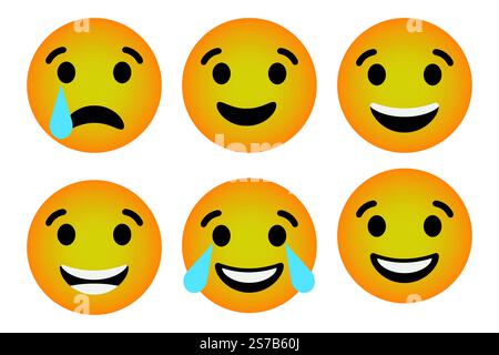 Set von Emoticon Lächeln Ikonen Cartoon Emoji Set Vektor Design Stock Vektor
