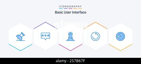Basic 25 Blue Icon Pack mit . Verstärkung. . Tag und Nacht Stock Vektor