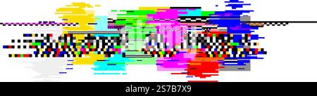 Pixelsortierungseffekt, der einen abstrakten Glitch-Kunsthintergrund mit horizontalen Linien und leuchtenden Farben erzeugt, ideal für digitale Kunstprojekte, Websites oder Stock Vektor