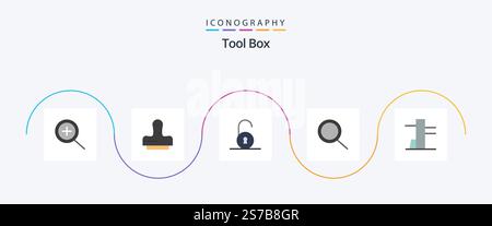 Tools Flat 5 Icon Pack Mit . suchen. Stock Vektor