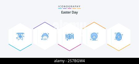 Ostern 25 Blue Icon Pack inklusive Frühling. ostern. Gebraten. Frühling. Lamm Stock Vektor