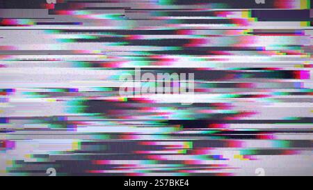 Gepixelter Glitcheffekt. Fehlerhafte Textur des digitalen Bildschirms. Abstrakte verzerrte Linien Stockfoto
