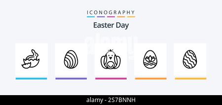 Ostern Line 5 Icon Pack inklusive ostern. ostern. Lamm. Raub. Hühnchen. Kreatives Symboldesign Stock Vektor