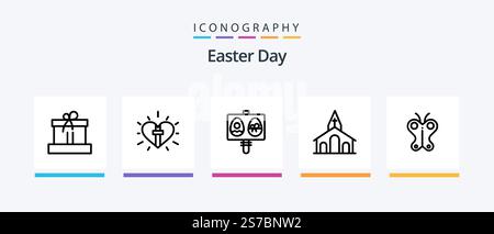 Easter Line 5 Icon Pack inklusive Urlaub. Geschenk. ostern. Ei, christian. Kreatives Symboldesign Stock Vektor